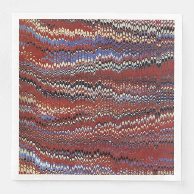 Book Endpaper Marbling (überwiegend in Rot) Serviette (Vorderseite)