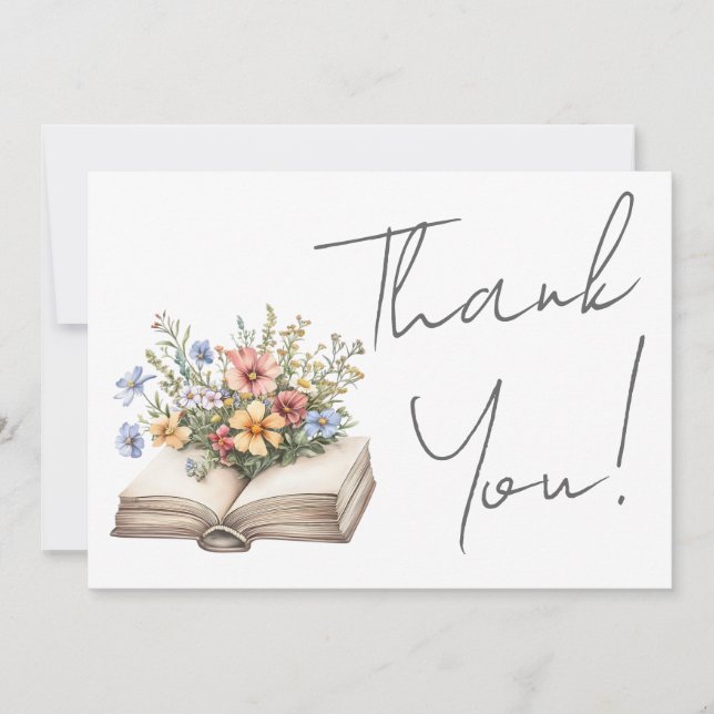 Book Floral Thank You Dankeskarte (Vorderseite)