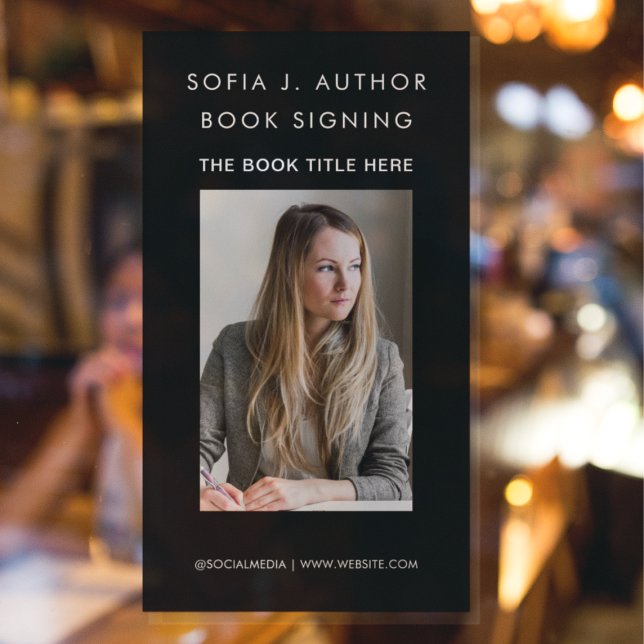 Book Launch Autor Writer Foto Werbeaktion Black Fensteraufkleber (Von Creator hochgeladen)