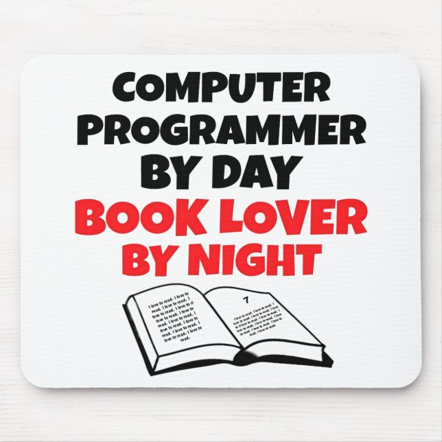 Book Lover Computer Programmer Mousepad (Vorne)