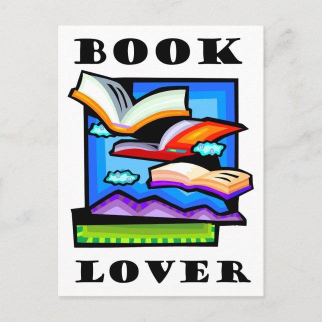 "Book Lover" - Flying books & pages zum Lesen Postkarte (Vorderseite)
