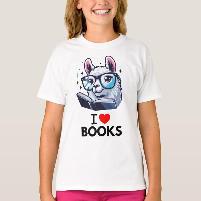 Book Lover Geschenkidee I Love Books für Lese Fans T-Shirt (Vorderseite)