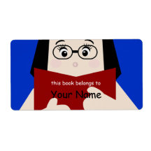 Book Lover Girl 2 Bookplate Étiquette