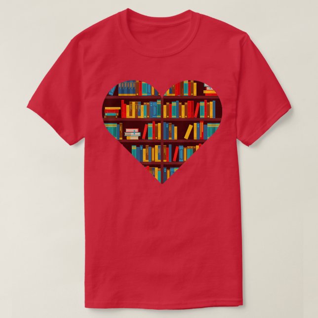 Book Lover Heart Shape Reading Club Librarian Book T-Shirt (Design vorne)