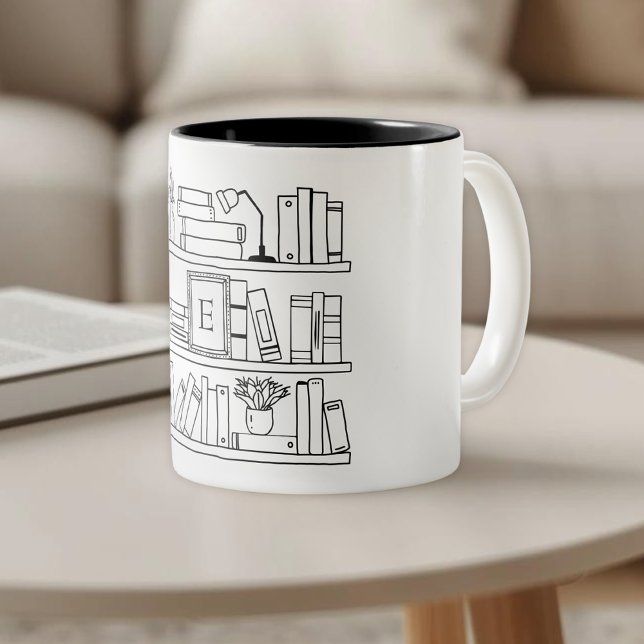 Book Lover Monogrammed Gift Zweifarbige Tasse (Von Creator hochgeladen)