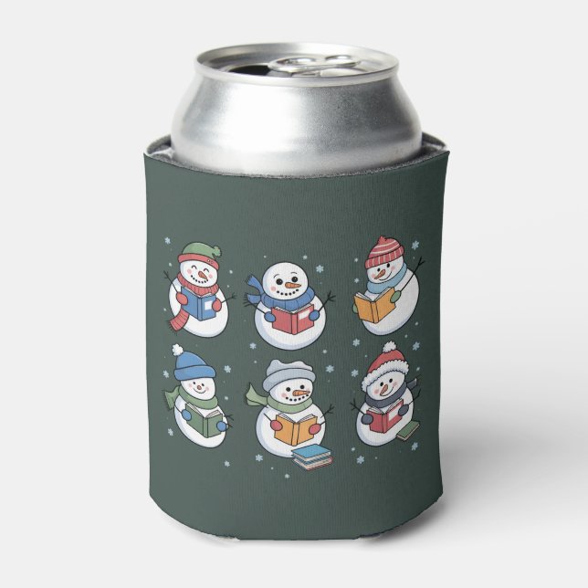 Book Lover Snowman Reading Gift Teacher Winter  Dosenkühler (Kanne Vorderseite)
