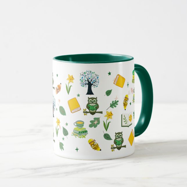 Book Lover Spring Design 11oz Coffee Mug (Devant droit)