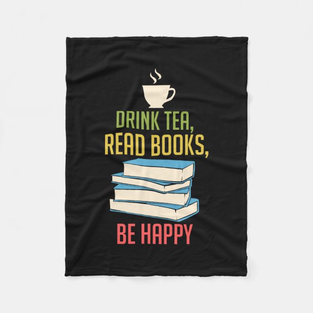 Book Lover - Tea Books Happy Fleecedecke (Vorderseite)
