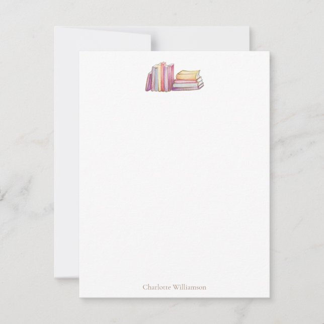Book Lovers Bookish Theme Personalized Stationery Mitteilungskarte (Vorderseite)