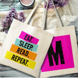 Book Lover's Eat Sleep Read Repeat Monogram Tragetasche