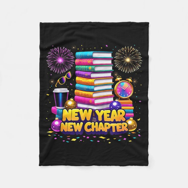 Book Lovers Happy New Year Chapter 2026 Bookworm F Fleecedecke (Vorderseite)