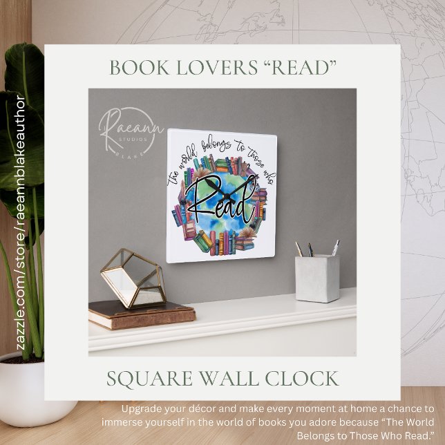 Book Lovers "Read" Square Acrylic Wall Clock Quadratische Wanduhr (Von Creator hochgeladen)