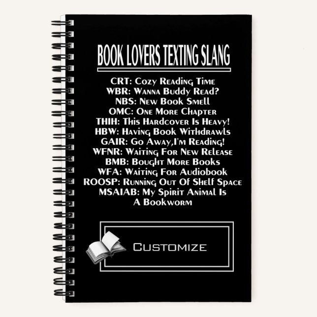 Book Lovers Simste Slang Light Text Notizbuch (Vorderseite)