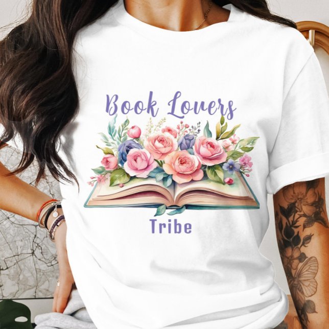 Book Lovers Tribe Pink Roses T - Shirt (Von Creator hochgeladen)