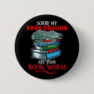 Book Nerd Dragon aß Your Bookworm Button