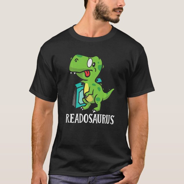 Book Nerds Bookworms Reading Readasaurus Dinosaur  T-Shirt (Vorderseite)
