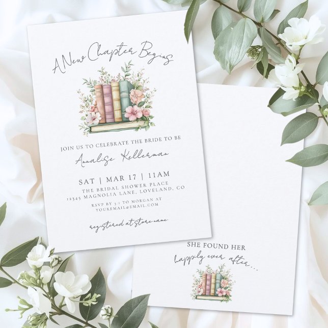 Book New Chapter Floral Bridal Shower Einladung (Book New Chapter Floral Bridal Shower Invitation)