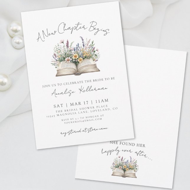 Book New Chapter Wildflower Bridal Shower Einladung (Book New Chapter Wildflower Bridal Shower Invitation)