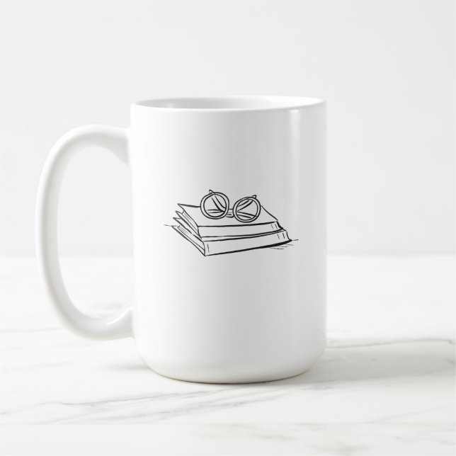 Book Pile- Minimalist Book Lover  Kaffeetasse (Links)