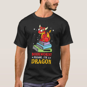 Book Reading Bookworm Dragon Fantasy Sprichwort T-Shirt