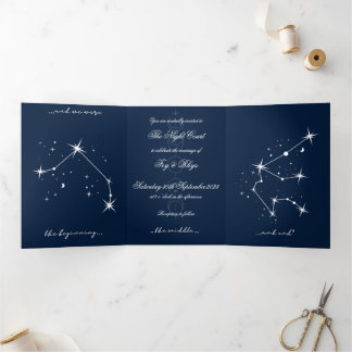 Book Romantacy Wedding Invite - Aries/Aquarius Dreifach Gefaltete Einladung