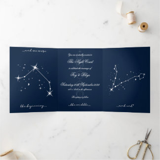 Book Romantacy Wedding Invite - Aries/Fisces Dreifach Gefaltete Einladung