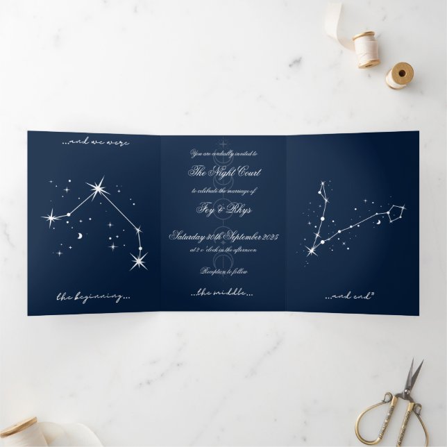Book Romantacy Wedding Invite - Aries/Fisces Dreifach Gefaltete Einladung (Innenseite)