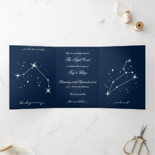 Book Romantacy Wedding Invite - Aries/Leo Dreifach Gefaltete Einladung