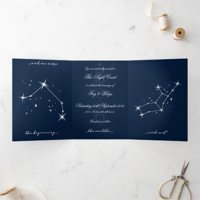 Book Romantacy Wedding Invite - Aries/Virgo Dreifach Gefaltete Einladung (Innenseite)