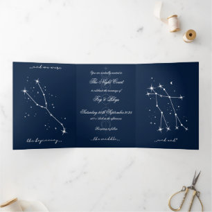 Book Romantacy Wedding Invite - Taurus/Gemini Dreifach Gefaltete Einladung