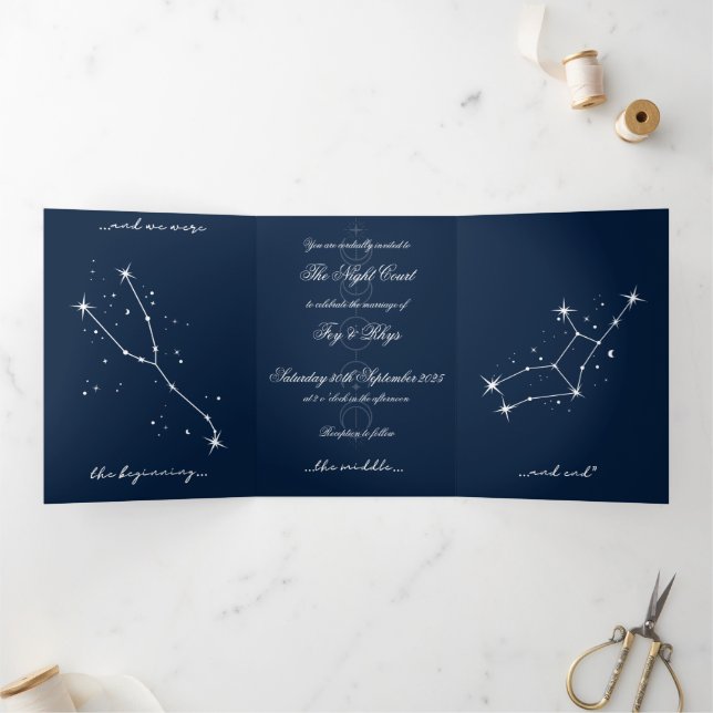 Book Romantacy Wedding Invite - Taurus/Virgo Dreifach Gefaltete Einladung (Innenseite)