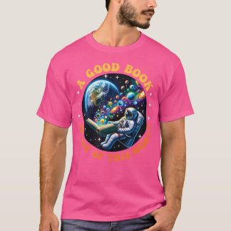 Book Space Astronaut Buch Lover Reader Moon Space T-Shirt