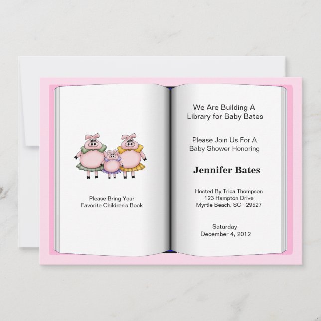 Book Theme Baby Shower Invitation (Girl) Einladung (Vorderseite)