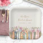 Book Theme Bridal Paper-Teller Pappteller<br><div class="desc">Servieren Sie Ihre Gäste elegant auf unseren buchstäblichen Brautparty-Papier-Tellern, die ein schöner Teil der "Wildblume and Books"-Kollektion sind. Diese Teller sind mit exquisiten handbemalten Aquarellbildern von Büchern und Wildblumen in sanften Farbtönen wie Rosa, Blau, Grün und Gold geschmückt, Set vor einem raffinierten Elfenbeinumfeld. Jede Platte verbindet die Anmut eines Retro-Vintagen...</div>