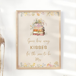 Book Theme Wie viele Kisses Brautparty Game Poster