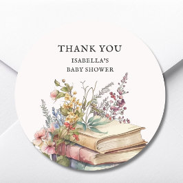 Book Themed Baby Dusche Vielen Dank für Ihre Unter Runder Aufkleber