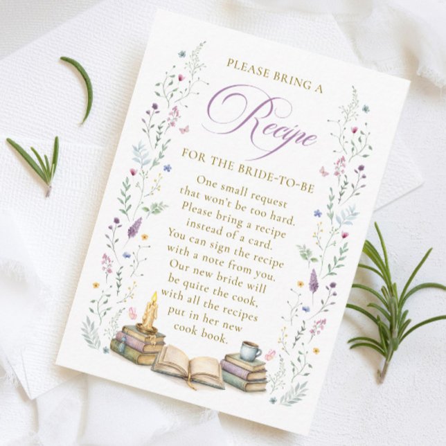 Book themed Bridal Shower Recipe Request Begleitkarte (Von Creator hochgeladen)