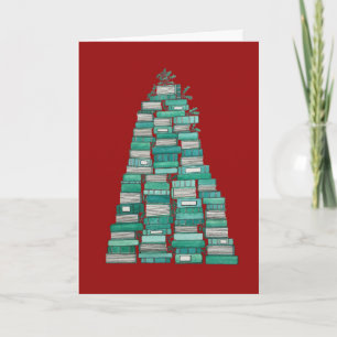 Book Tree Christmas Card: Roter Hintergrund Feiertagskarte