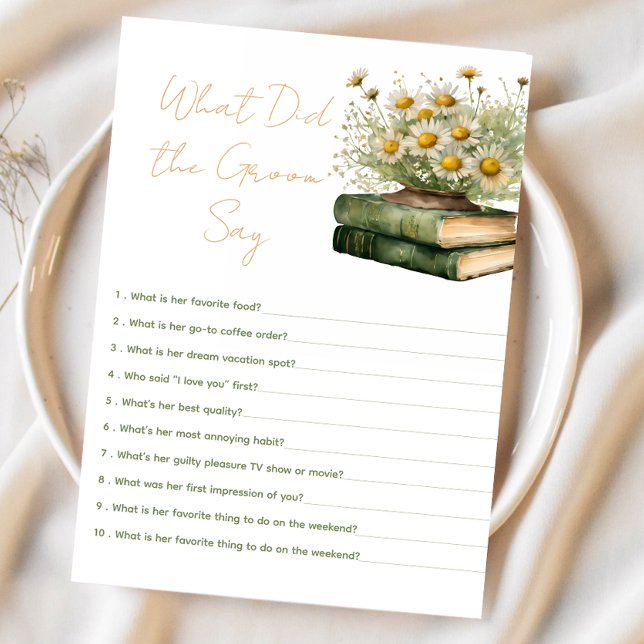book What Did the Groom Say Bridal Shower Game Begleitkarte (Von Creator hochgeladen)