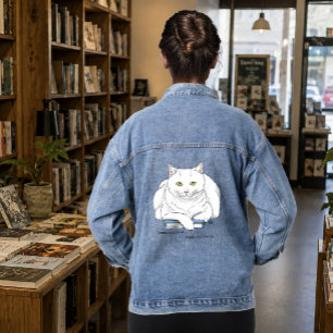 Book White Cat Funny Jeansjacke