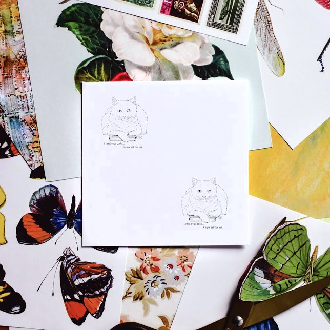 Book White Cat Lila Funny Gummistempel (Von Creator hochgeladen)