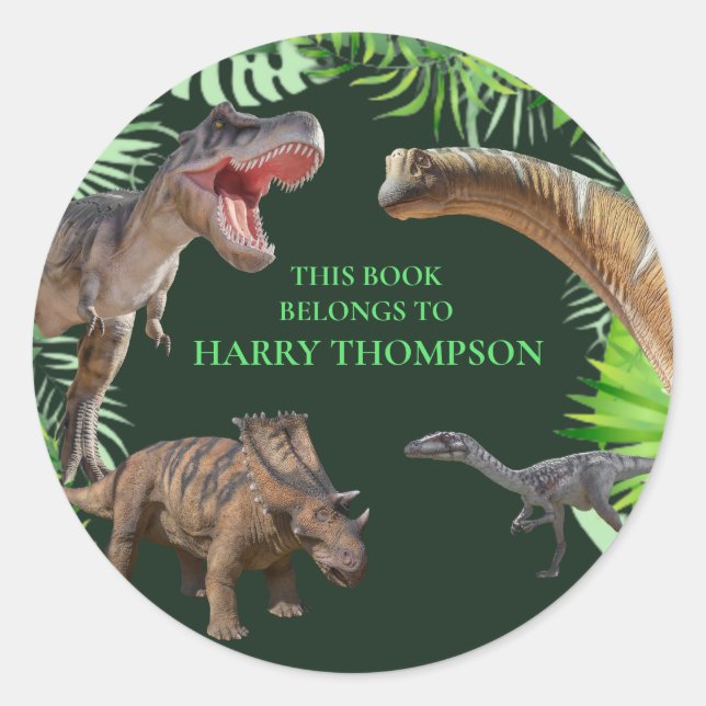 BOOK World Dinosaurier Dschungel Runder Aufkleber (Vorderseite)