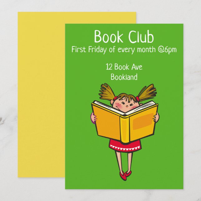 Bookclub-Gruppenbuchsitzung Einladung (Vorne/Hinten)