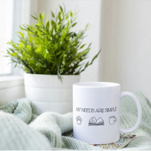 Bookful Cat Gift - Meine Bedürfnisse sind einfach  Zweifarbige Tasse