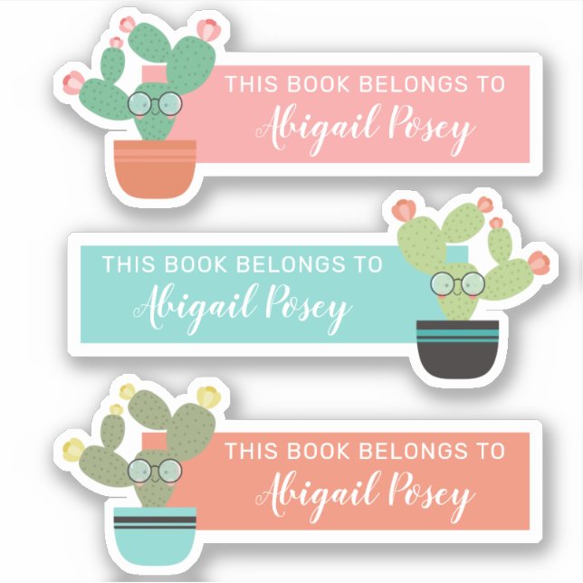 Bookish Bespectacttacé Cactus Étiquette du livre (Devant)