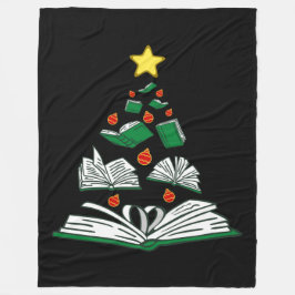 Bookish Christmas Tree III Fleecedecke