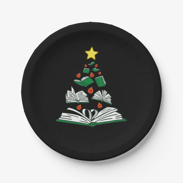 Bookish Christmas Tree III Pappteller (Vorderseite)