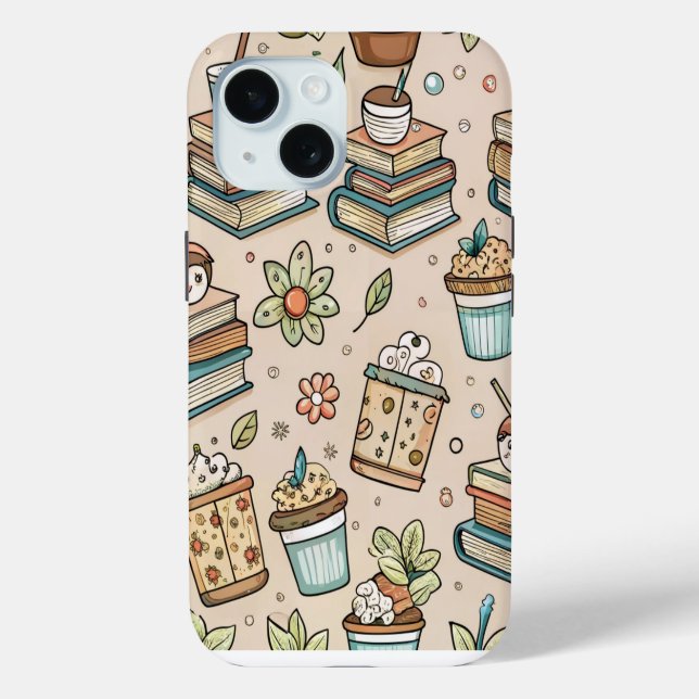 Bookish Coffee iPhone Case – Cozy Reader Aesthetic (Rückseite)