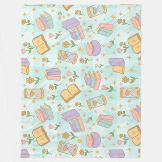 Bookish Magic Pastel Girl Green Fleecedecke