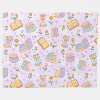 Bookish Magic Purple Girl Pastel Fleecedecke